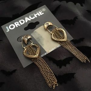 Gold Heart Dangle Earrings